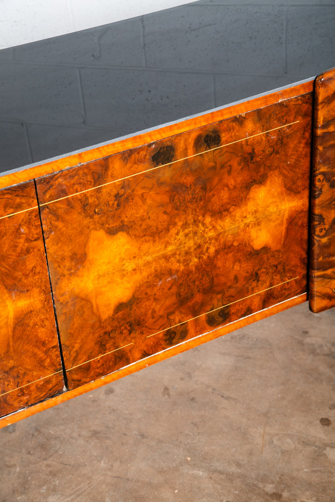 Mid Century Danish Modern Credenza Sideboard Teak Italian Denmark Mcm Burl Glass - Image 9