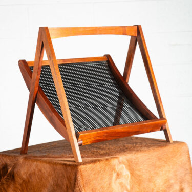 Mid Century Modern Magazine Rack Solid Walnut Metal Screen Sculptural Vintage NM