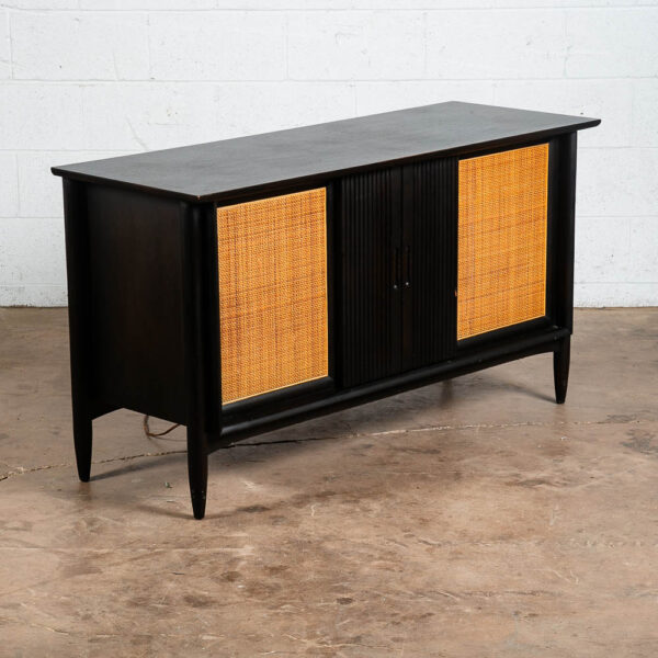 Mid Century Modern Stereo Console Record Player Ampex Radio Hifi Black 1960 Tube - Image 2