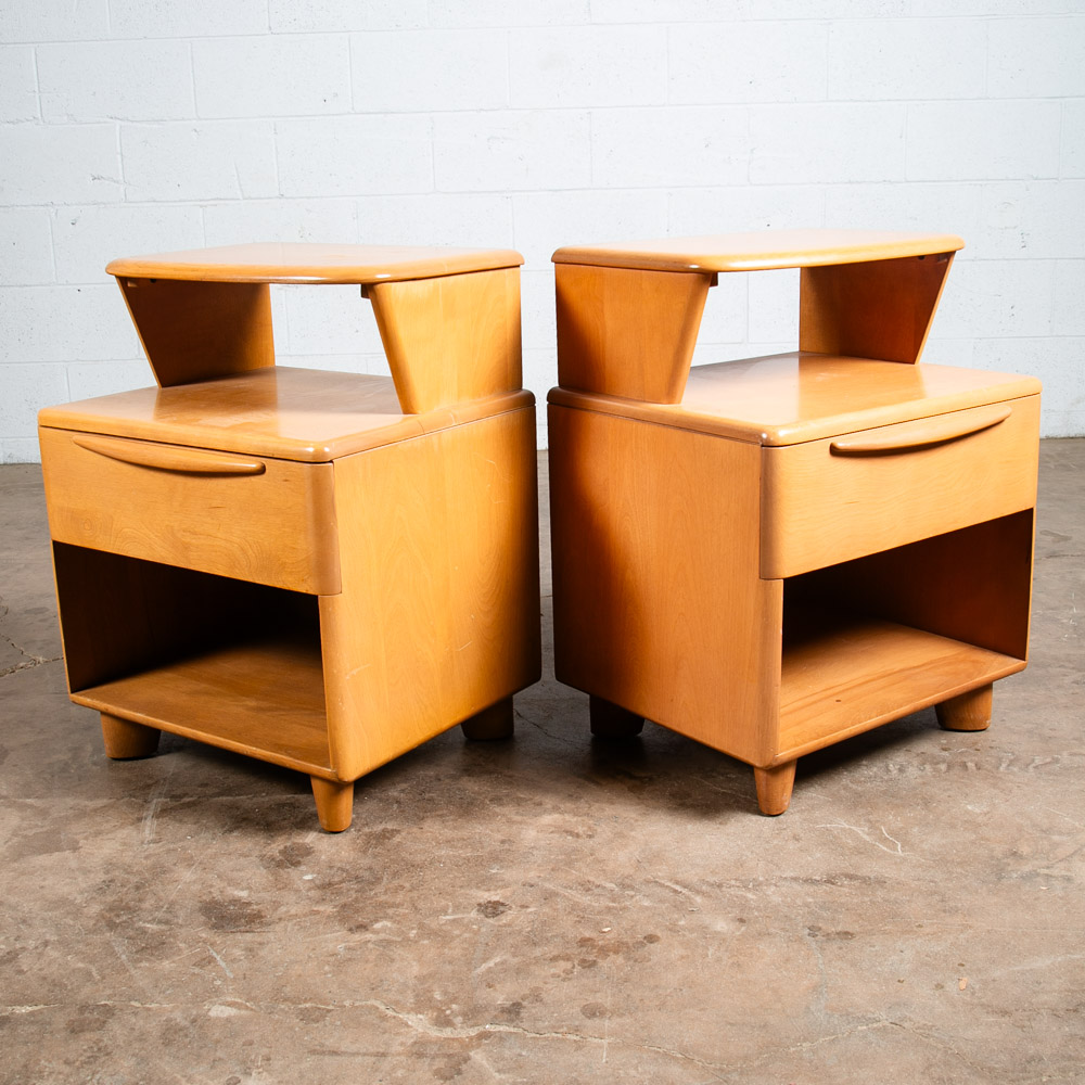 Mid Century Modern Nightstands End Side Tables Heywood Wakefield M538 Drawer Two - Image 9
