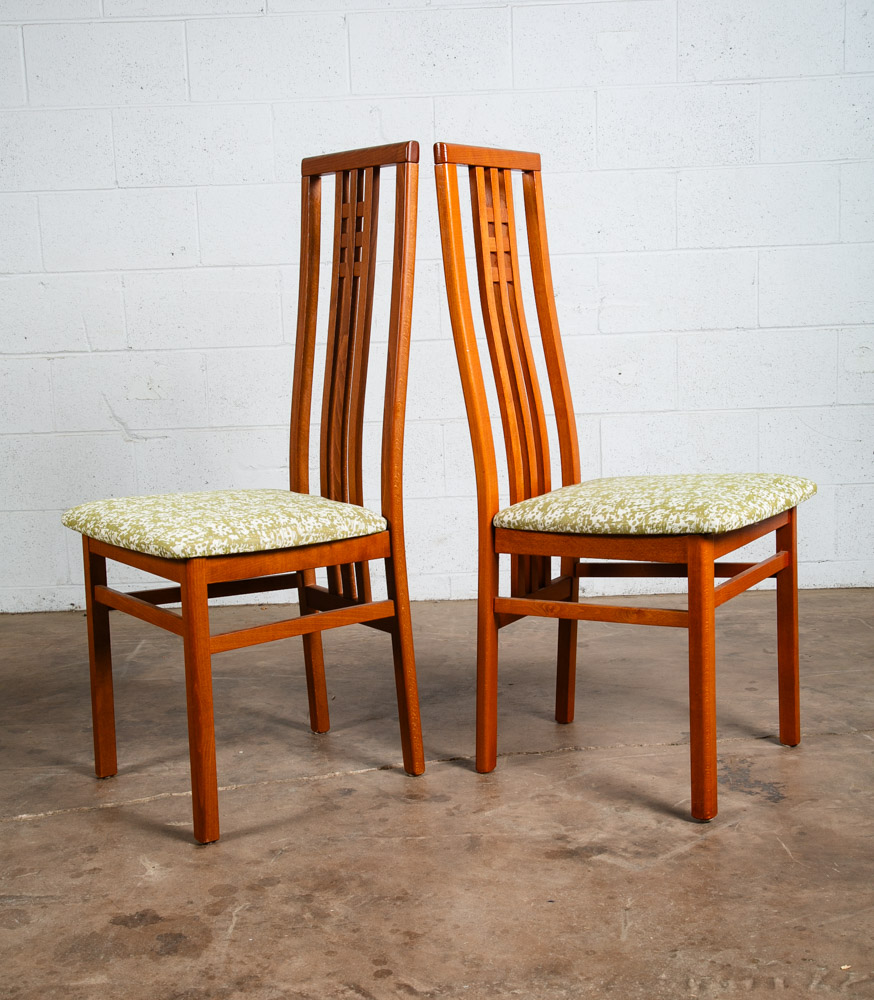 Mid Century Modern Dining Chairs Set of 8 Italian Highback Green Curved Italy NM - Image 4