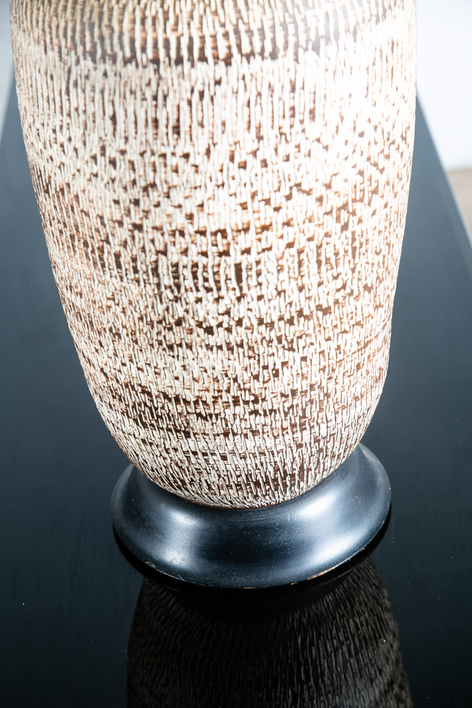 Mid Century Modern Table Lamp Light Studio Ceramic Brown Round Vintage Mcm Red - Image 5