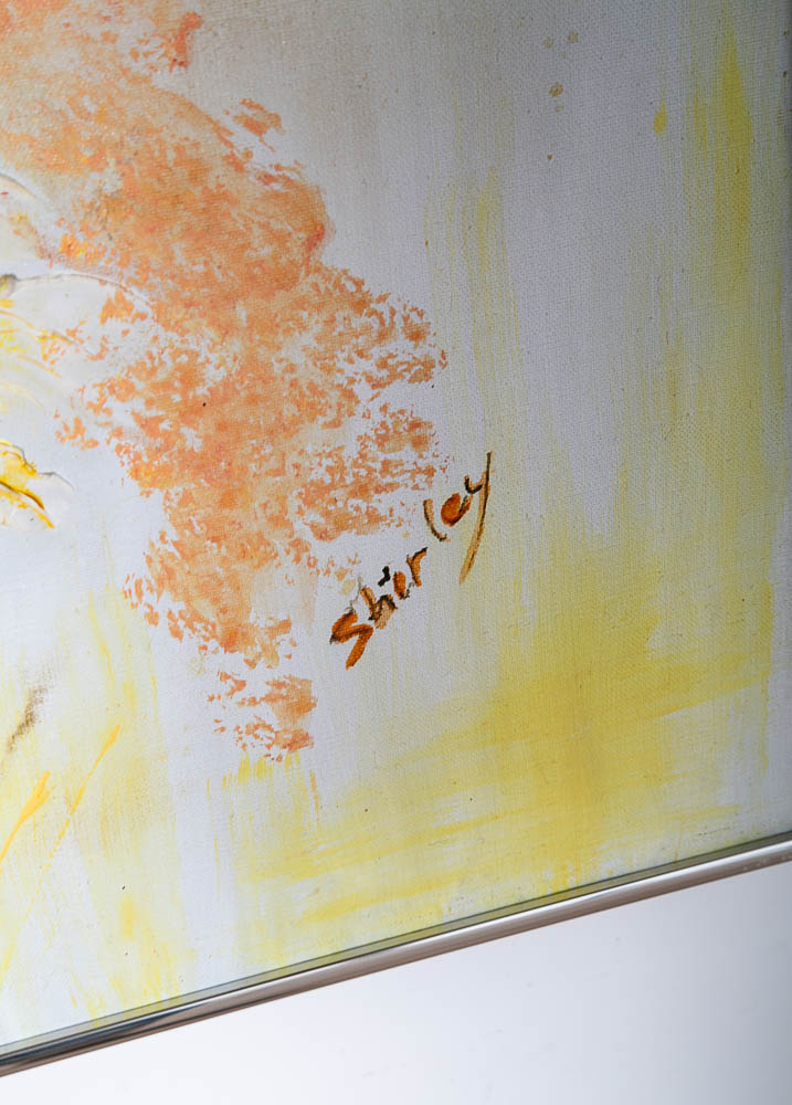 Mid Century Modern Painting Original Art Abstract Flowers Floral 1970s Square 30' - Image 10