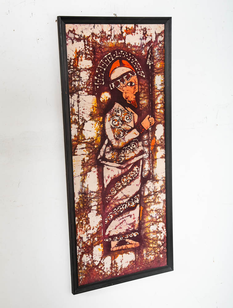 Mid Century Modern Tapestry Soldier Wall Art Tie Dye Batik Fabrik Original Art M - Image 4