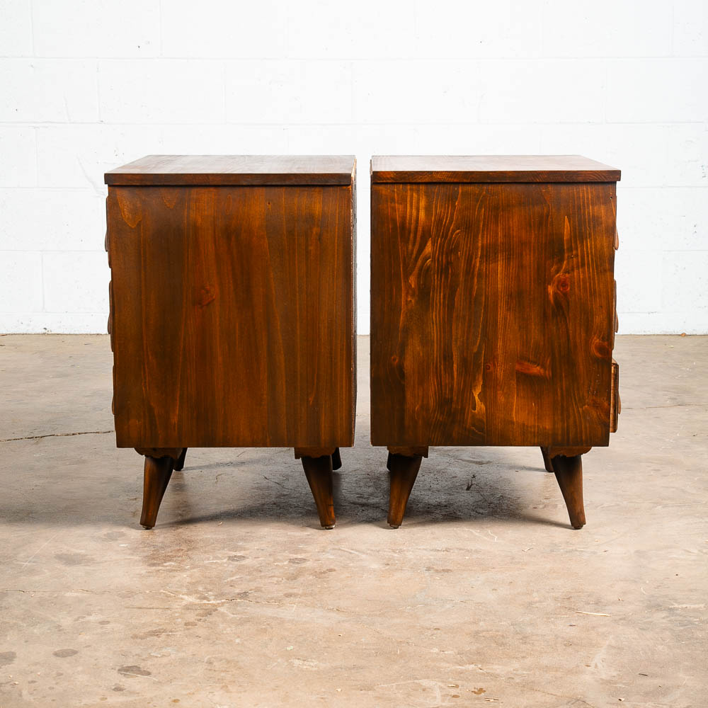 Mid Century Modern Nightstands Franklin Shockey End Side Tables 3 Drawer Pair - Image 4