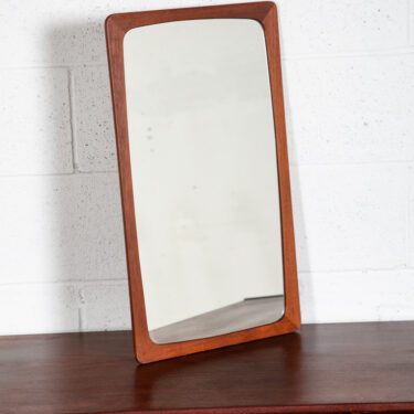 Mid Century Danish Modern Mirror Wall Hanging Bathroom Solid Teak Abstract Mcm