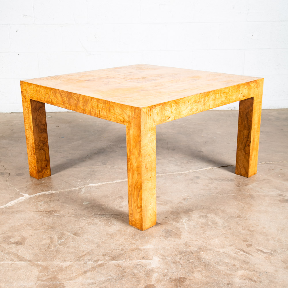 Mid Century Modern Side Table Olive Burl Milo Baughman Square Blonde Vintage End - Image 4