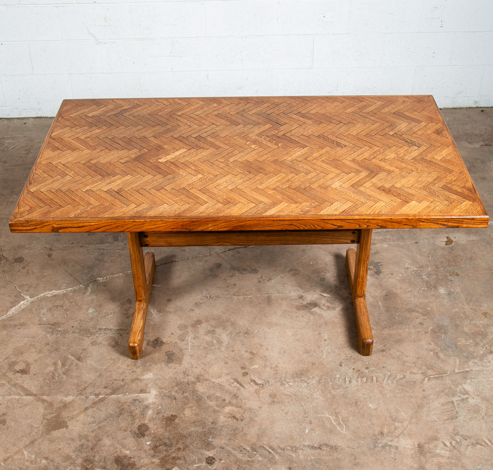 Mid Century Modern Dining Table Solid Oak Rectangular Kitchen Butcher Block Mcm - Image 5