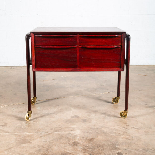Mid Century Danish Modern End Table Cabinet Rolling Cart Side Denmark Craft Mcm - Image 4