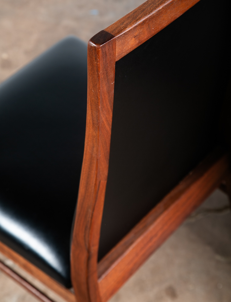 Mid Century Modern Dining Chairs Set 2 Dillingham Solid Walnut High Back Black - Image 11