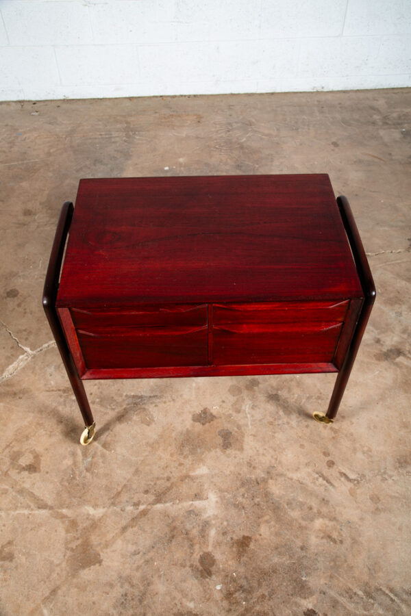 Mid Century Danish Modern End Table Cabinet Rolling Cart Side Denmark Craft Mcm - Image 7