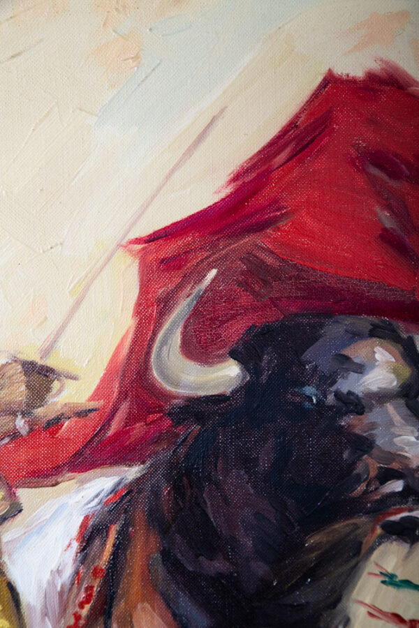 Mid Century Modern Wall Original Painting Art Matador Bull Bullfighter Framed - Image 9