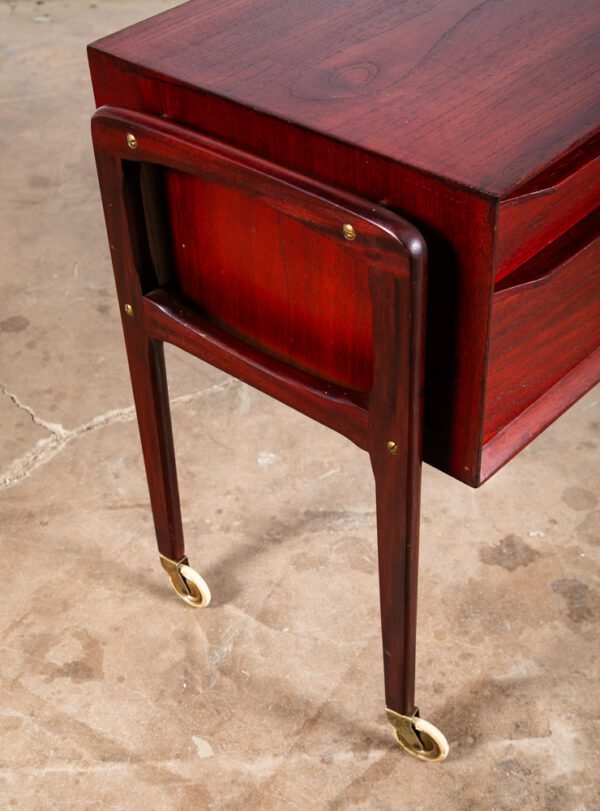 Mid Century Danish Modern End Table Cabinet Rolling Cart Side Denmark Craft Mcm - Image 9
