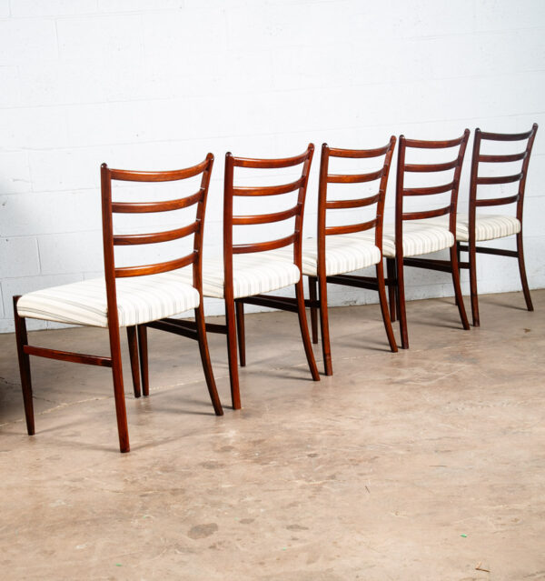 Mid Century Danish Modern Dining Chair Set 6 Rosewood Schou Andersen Ladder Back - Image 2