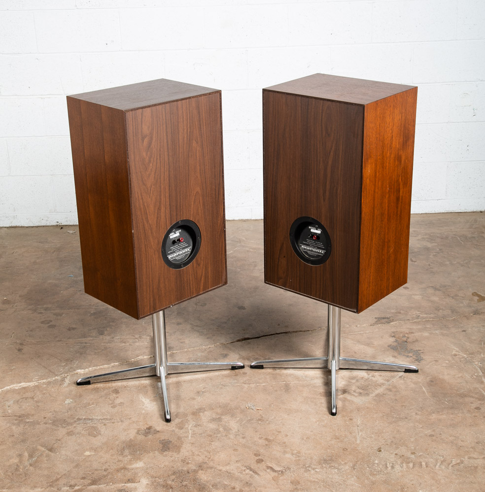 Mid Century Modern Speakers Marantz HD77 Chrome Base Set Mcm Floor Hifi AS IS - Image 4