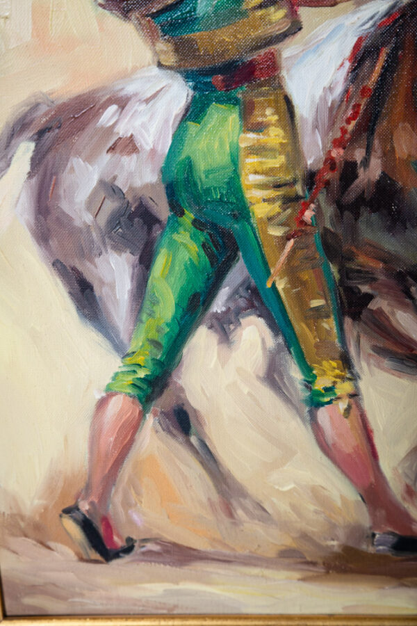 Mid Century Modern Wall Original Painting Art Matador Bull Bullfighter Framed - Image 6