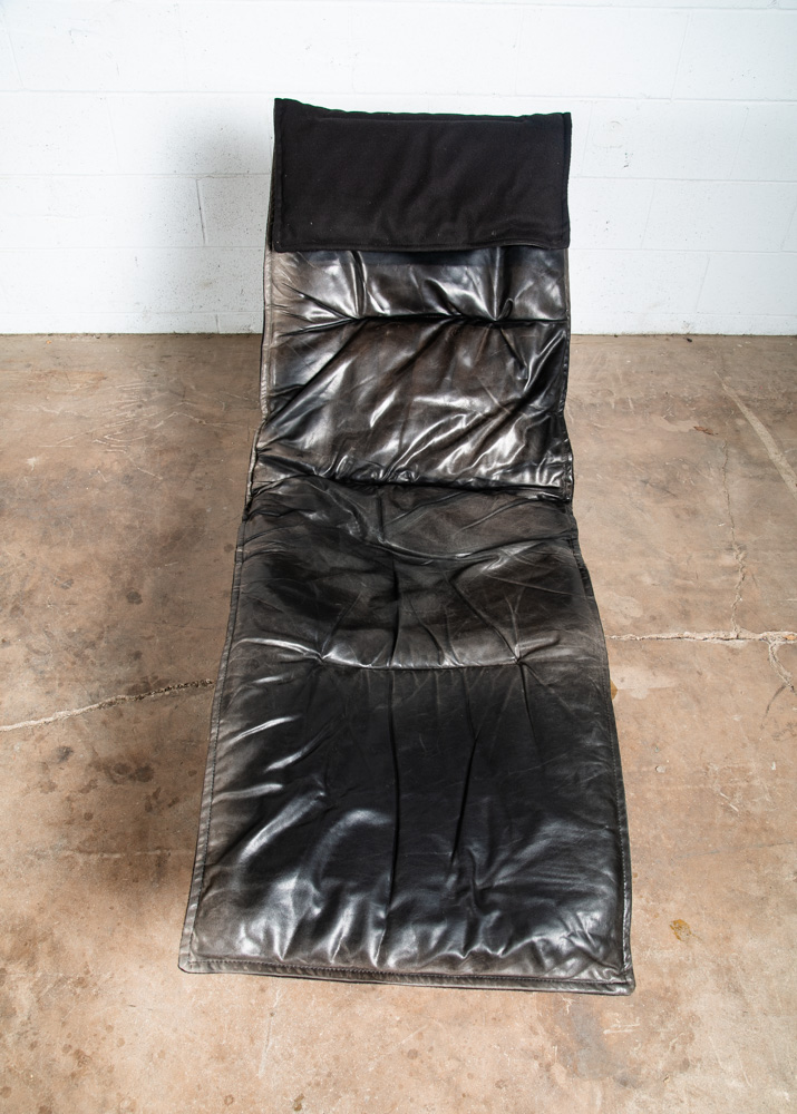 Mid Century Danish Modern Lounge Chair Chaise Black Leather Westnofa Reversible - Image 12