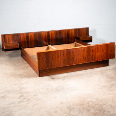 Mid Century Danish Modern Bed Frame Rosewood Headboard Floating Nighstands Mcm