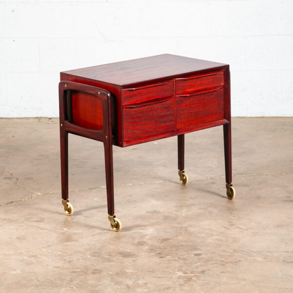 Mid Century Danish Modern End Table Cabinet Rolling Cart Side Denmark Craft Mcm