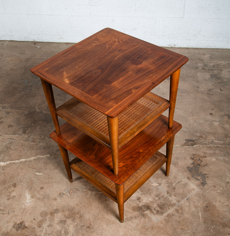 Mid Century Modern End Tables Side Lane Square Walnut Low Cube Nightstands Mcm - Image 3