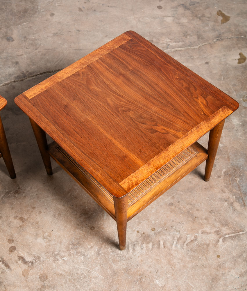 Mid Century Modern End Tables Side Lane Square Walnut Low Cube Nightstands Mcm - Image 5