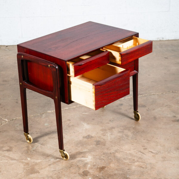 Mid Century Danish Modern End Table Cabinet Rolling Cart Side Denmark Craft Mcm - Image 5