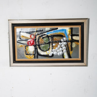 Mid Century Modern Enamel On Metal Painting Art Signed Abstract Expressionism NM