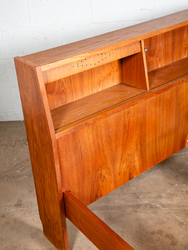 Mid Century Danish Modern Headboard Bed Frame Teak Double Size Storage - Image 7