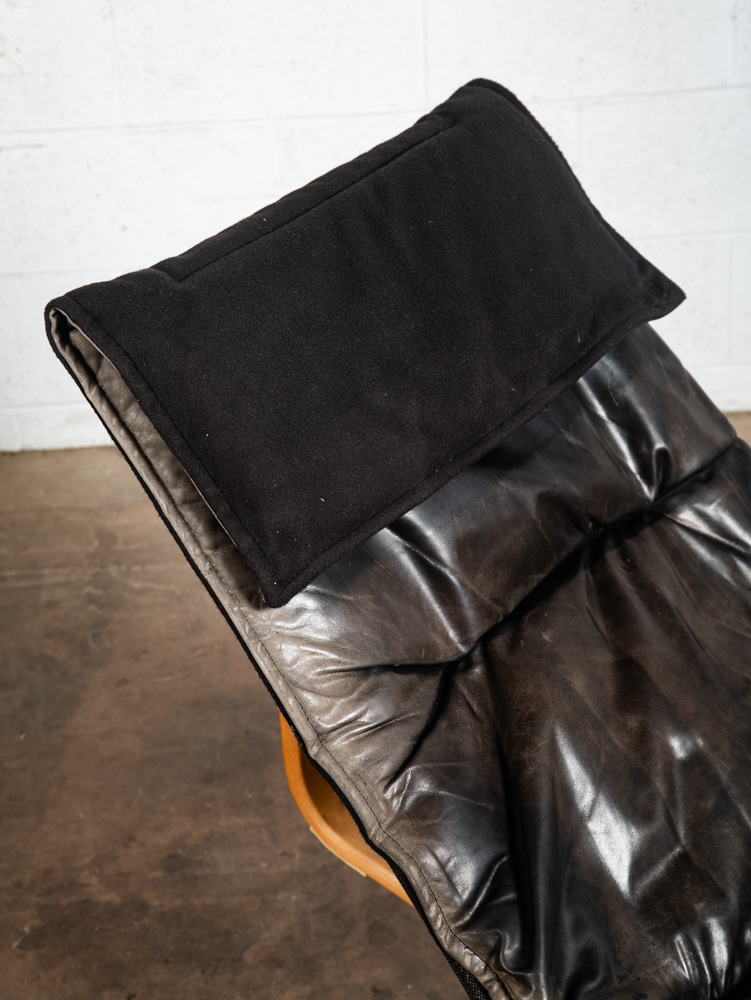 Mid Century Danish Modern Lounge Chair Chaise Black Leather Westnofa Reversible - Image 8