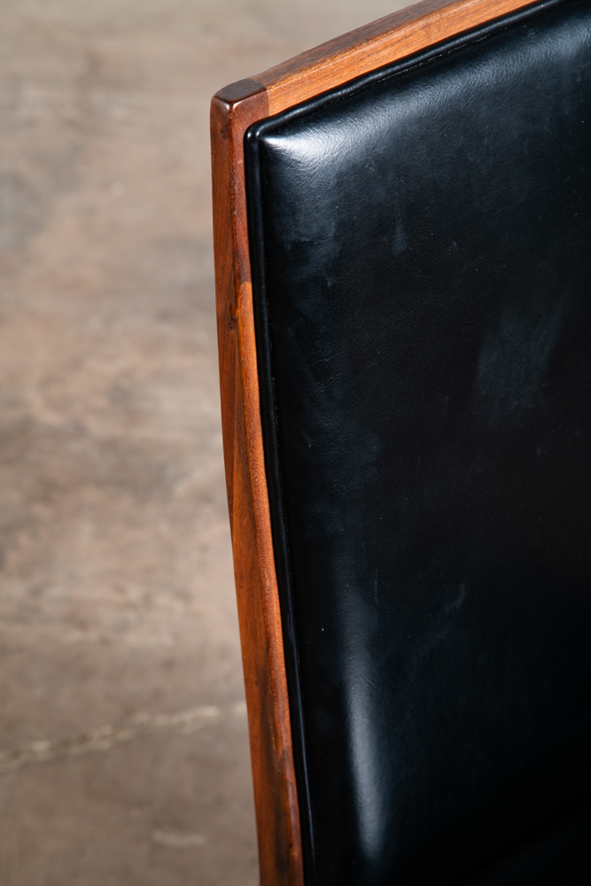 Mid Century Modern Dining Chairs Set 2 Dillingham Solid Walnut High Back Black - Image 8