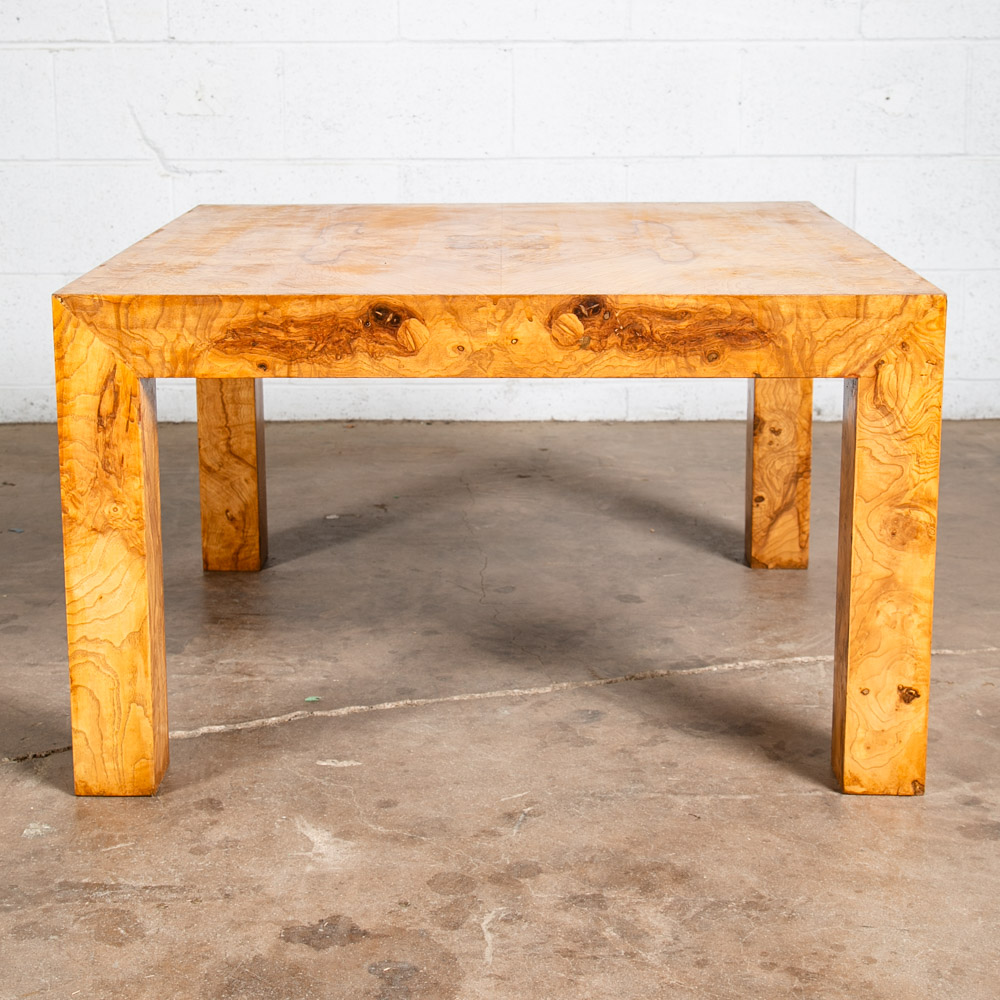 Mid Century Modern Side Table Olive Burl Milo Baughman Square Blonde Vintage End - Image 2