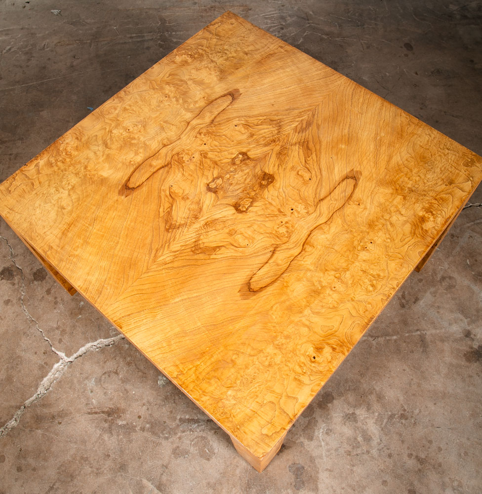 Mid Century Modern Side Table Olive Burl Milo Baughman Square Blonde Vintage End - Image 5