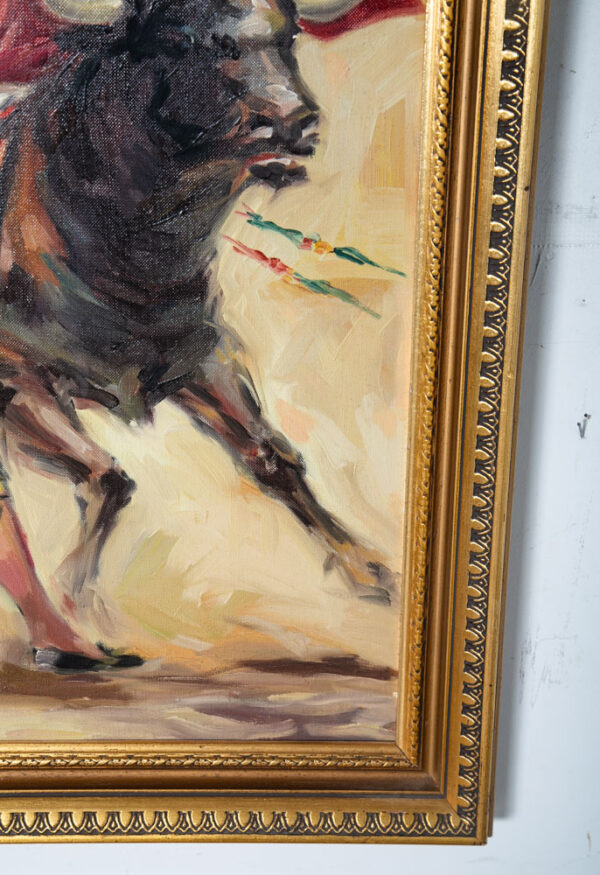 Mid Century Modern Wall Original Painting Art Matador Bull Bullfighter Framed - Image 7