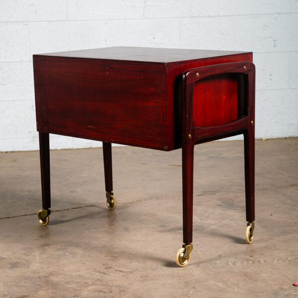 Mid Century Danish Modern End Table Cabinet Rolling Cart Side Denmark Craft Mcm - Image 6