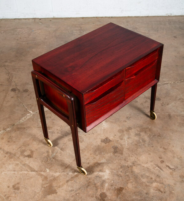 Mid Century Danish Modern End Table Cabinet Rolling Cart Side Denmark Craft Mcm - Image 10