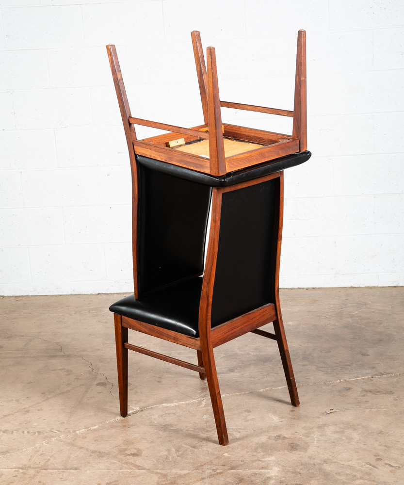 Mid Century Modern Dining Chairs Set 2 Dillingham Solid Walnut High Back Black - Image 5