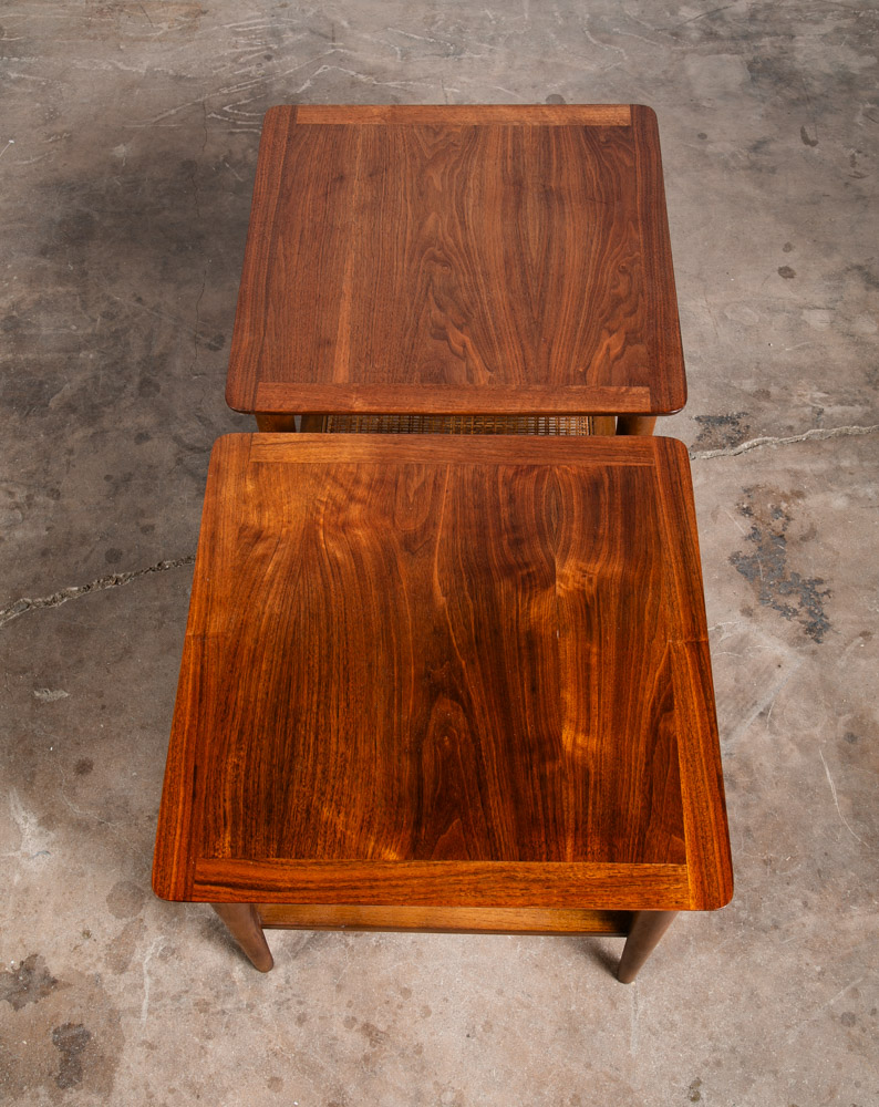 Mid Century Modern End Tables Side Lane Square Walnut Low Cube Nightstands Mcm - Image 2