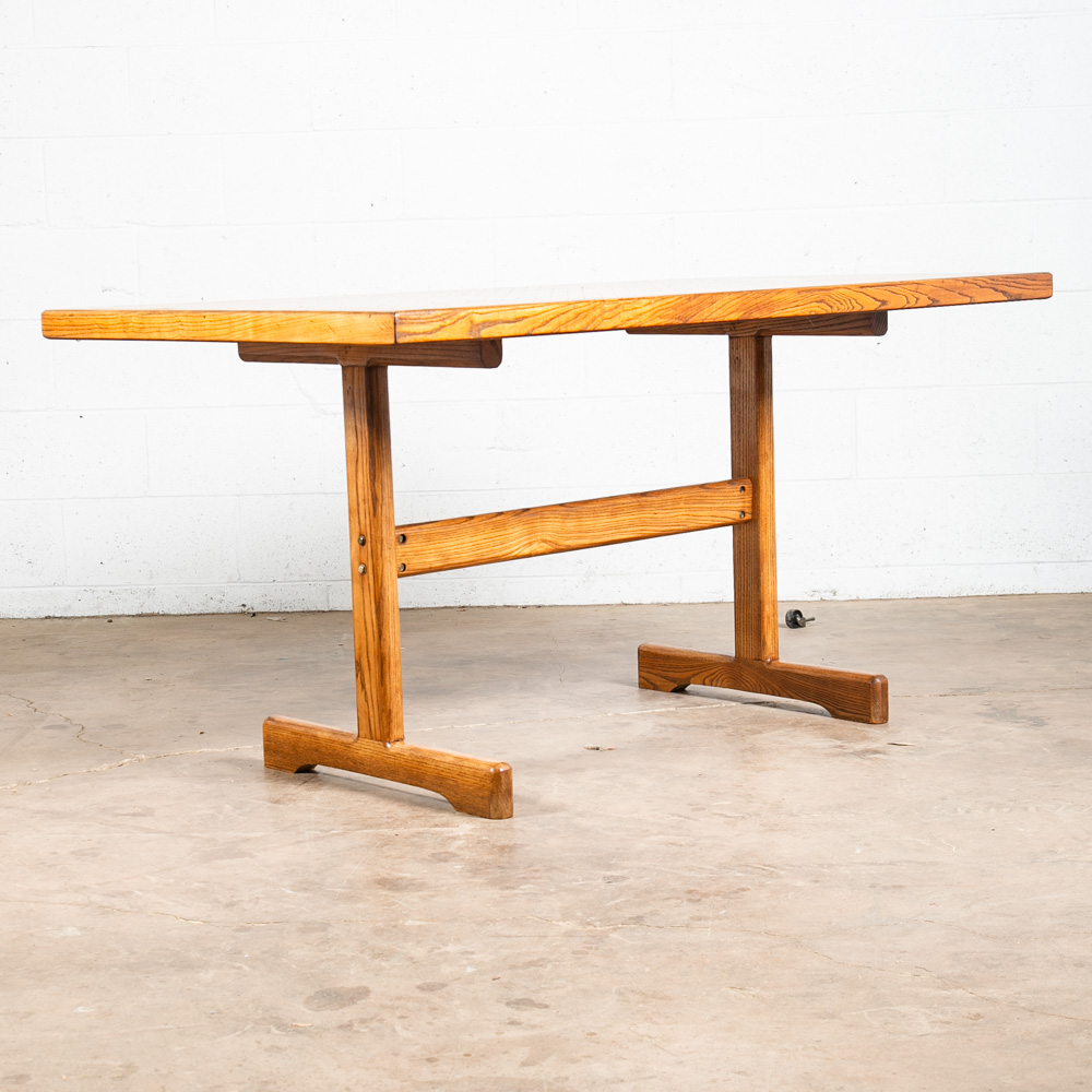 Mid Century Modern Dining Table Solid Oak Rectangular Kitchen Butcher Block Mcm - Image 3