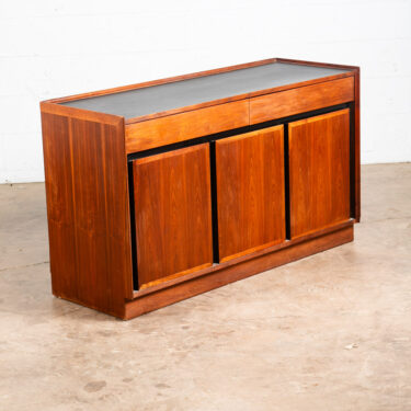 Mid Century Modern Credenza Cabinet 3 Drawer Dillingham Walnut Compact Black Mcm