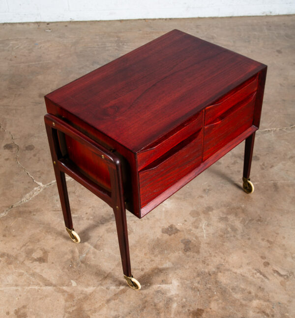 Mid Century Danish Modern End Table Cabinet Rolling Cart Side Denmark Craft Mcm - Image 3