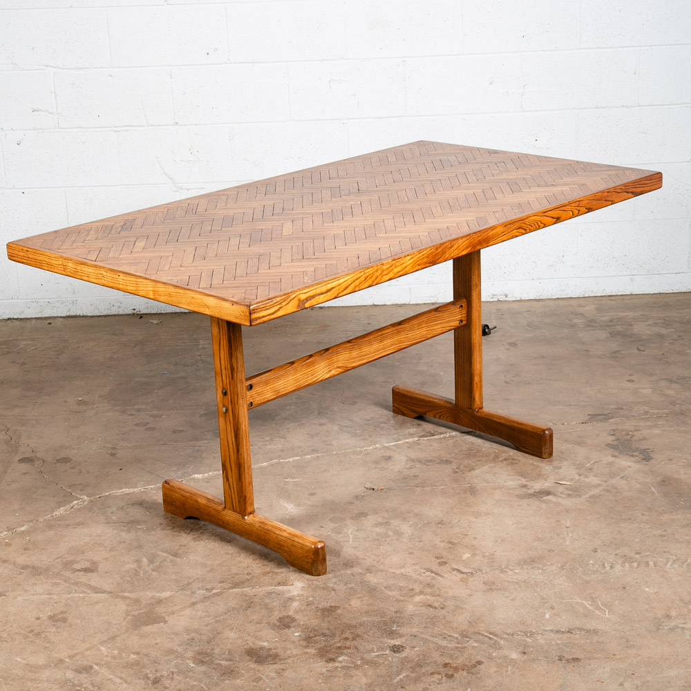 Mid Century Modern Dining Table Solid Oak Rectangular Kitchen Butcher Block Mcm