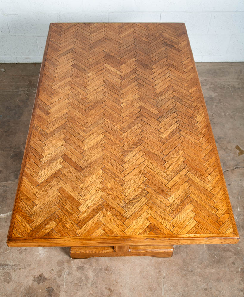 Mid Century Modern Dining Table Solid Oak Rectangular Kitchen Butcher Block Mcm - Image 4