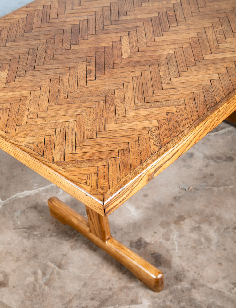 Mid Century Modern Dining Table Solid Oak Rectangular Kitchen Butcher Block Mcm - Image 8