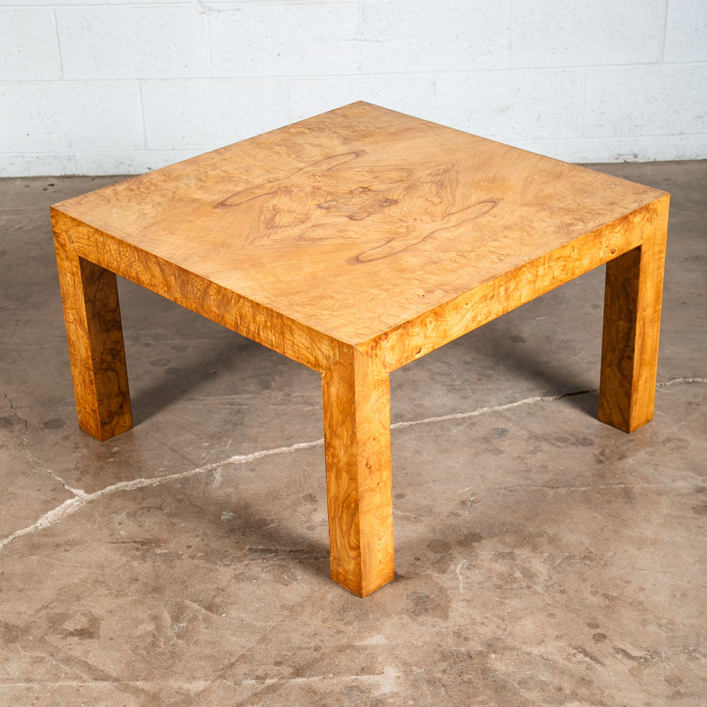 Mid Century Modern Side Table Olive Burl Milo Baughman Square Blonde Vintage End - Image 3