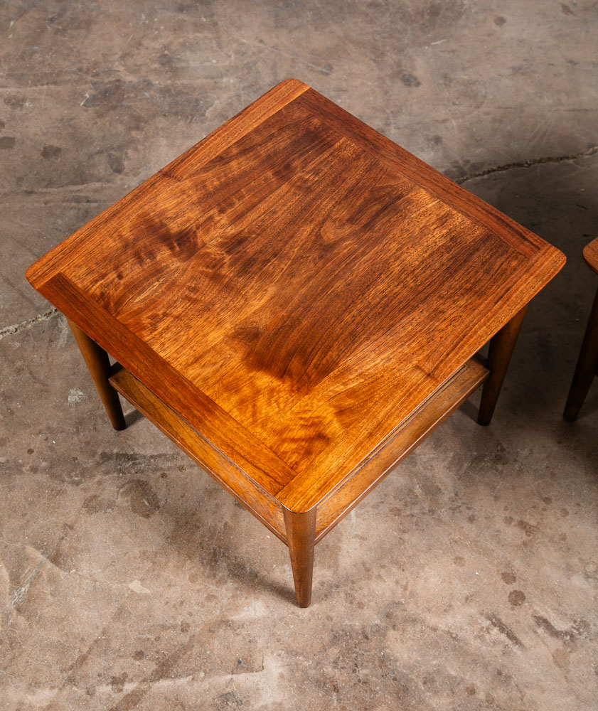 Mid Century Modern End Tables Side Lane Square Walnut Low Cube Nightstands Mcm - Image 4