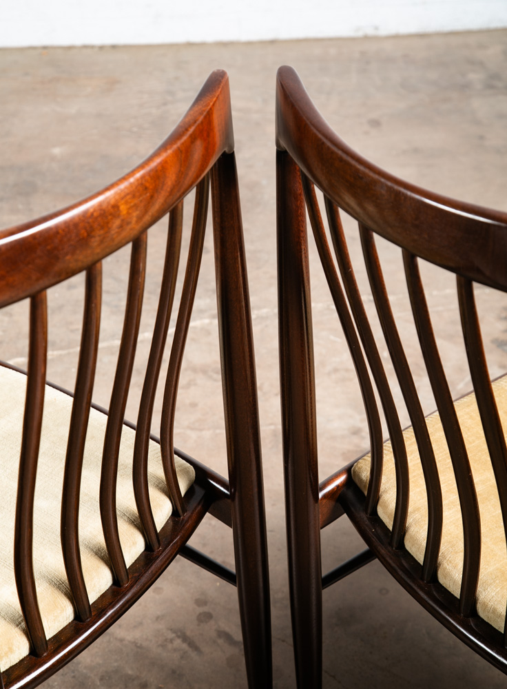 Mid Century Danish Modern Dining Chairs Set High back HW Klein Bramin Velvet Mcm - Image 8