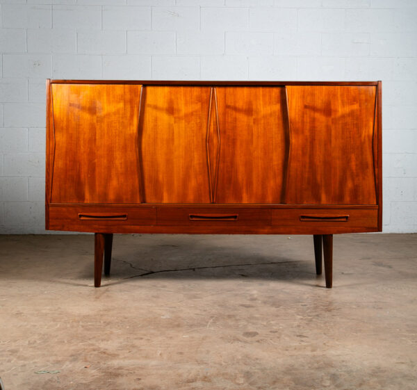 Mid Century Danish Modern Credenza Sideboard Teak Rosewood Bar 3 Drawers Shelf - Image 2