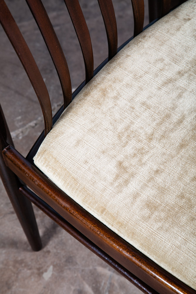 Mid Century Danish Modern Dining Chairs Set High back HW Klein Bramin Velvet Mcm - Image 6