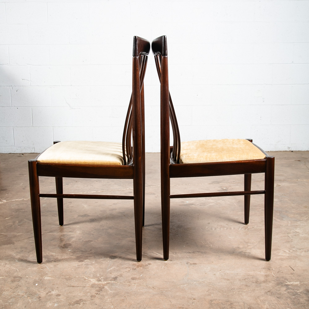 Mid Century Danish Modern Dining Chairs Set High back HW Klein Bramin Velvet Mcm - Image 2