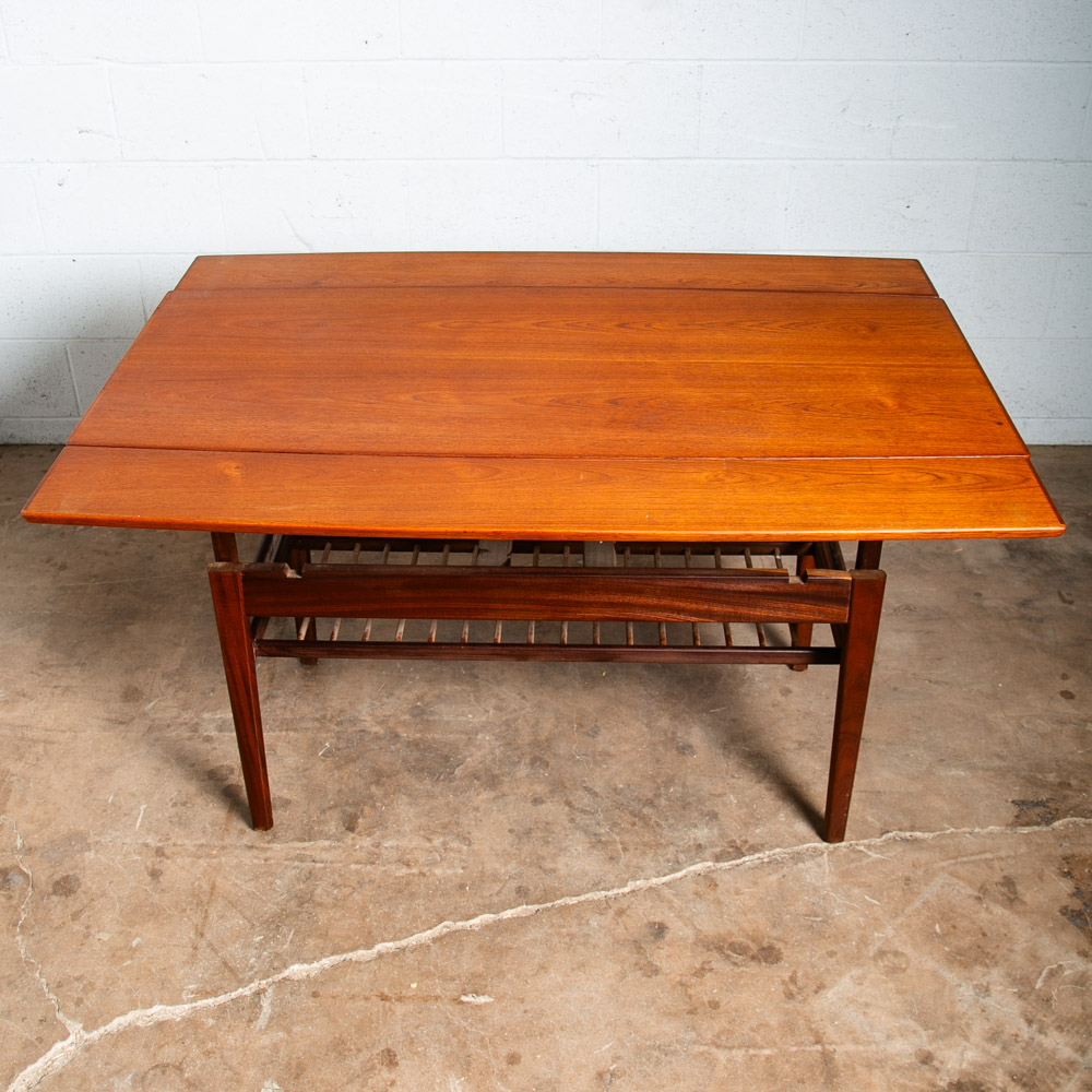 Mid Century Danish Modern Coffee Table Teak Elevator Dining Transforming Denmark - Image 3